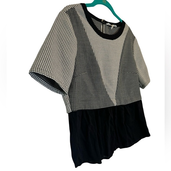 BCBGeneration Black White Checkered Short Sleeve Blouse Size S - Picture 5 of 17